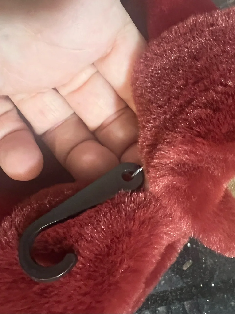 Red Faux-Fur Cuff Touchscreen Women's Winter Gloves